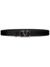 Valentino Garavani Vlogo Signature Belt In Shiny Calfskin 30 Mm In Black