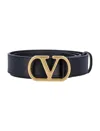Valentino Black Signature Logo Buckle Belt In Black