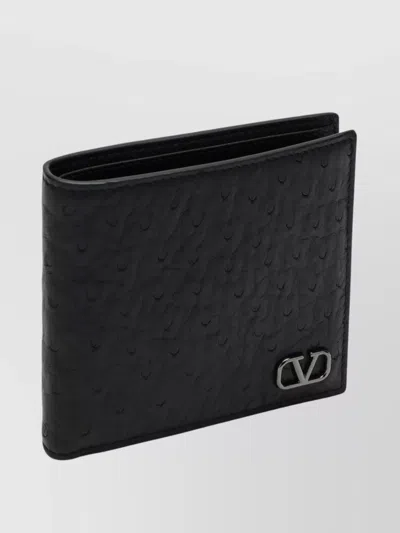 Valentino Garavani Signature Leather Bi Fold Wallet In Black