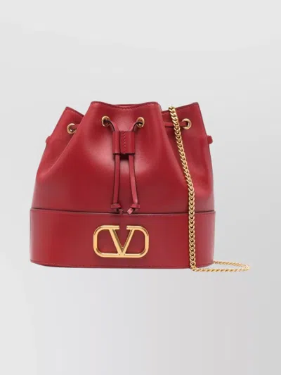 Valentino Garavani Signature Leather Bucket Bag With Chain Strap