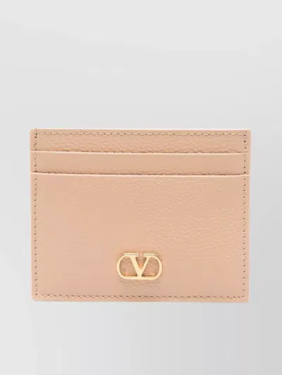 VALENTINO GARAVANI SIGNATURE LEATHER CARD CASE WITH TEXTURED FINISH