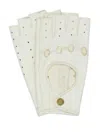 Valentino Leather Fingerless Gloves With Perforated Cut-out Detail In White