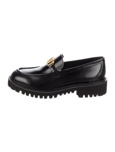 Pre-owned Valentino Garavani Signature Logo Leather Loafers W/ Tags In Black