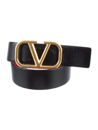 Pre-owned Valentino Garavani Signature Logo Skinny Belt Kit In Black