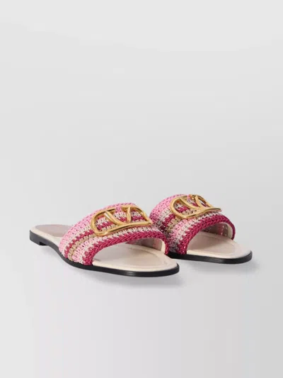 Valentino Garavani Signature Logo Slide Sandals In Pink
