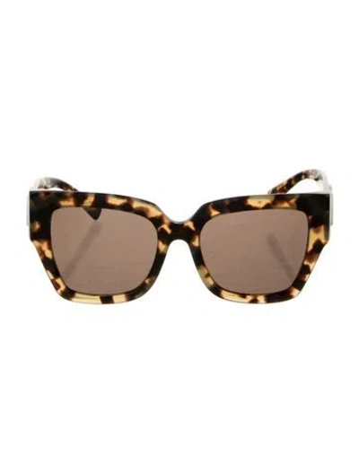 Pre-owned Valentino Signature Logo Square Sunglasses In Brown