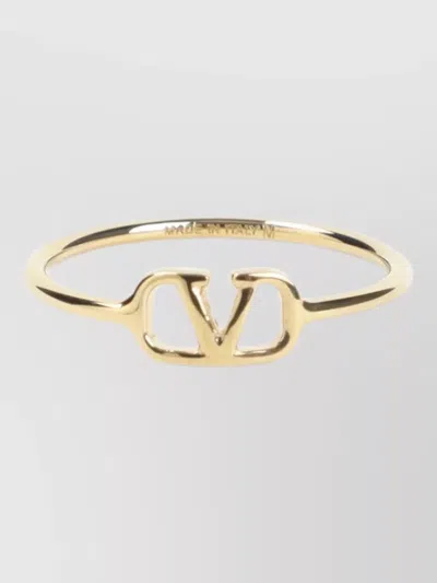 Valentino Garavani Signature Metal Ring Adjustable Slim Band In Gold