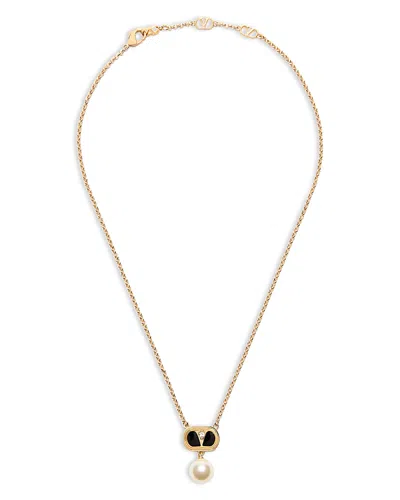 Valentino Garavani Signature Pendant Necklace, 14.9-16.5 In Gold