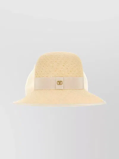 Valentino Garavani Signature Straw Hat With Bow And Ribbon In Brown