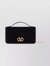 Valentino Garavani Vlogo Signature Velvet Wallet On Chain In Black
