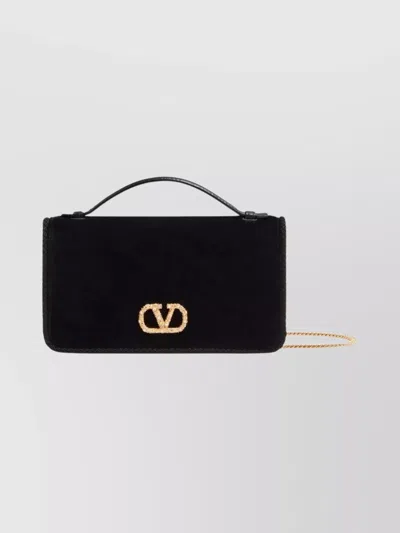 VALENTINO GARAVANI SIGNATURE VELVET CHAIN WALLET BAG