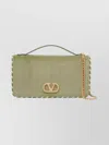 Valentino Garavani Vlogo Signature Velvet Wallet On Chain In Brown