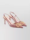 Valentino Garavani Vlogo Signature Slingback Pumps In Velvet With Jewel Logo 80mm Woman Phard 40.5 In Pink