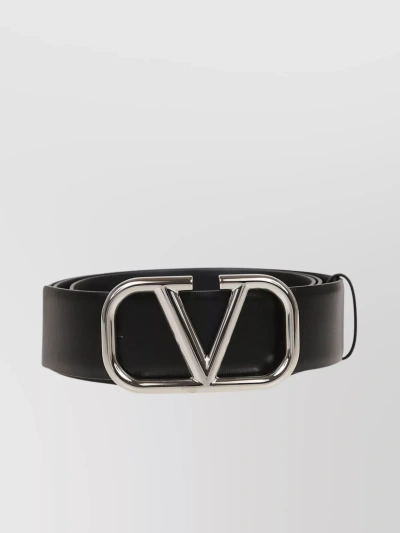 Valentino Garavani Valentino Vlogo Plaque Buckled Belt In Black