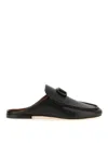 Valentino Vlogo Leather Slippers In Black