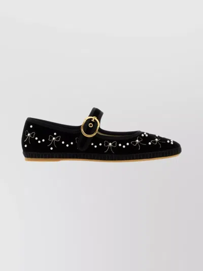 VALENTINO GARAVANI SIGNATURE VLOGO BALLERINA SHOES IN VELVET