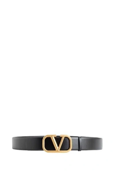 Valentino Garavani Signature Vlogo Belt 40 Mm In Black