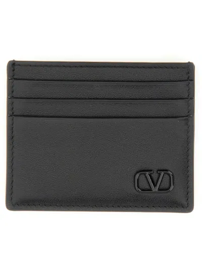 Valentino Garavani Signature Vlogo Card Holder In Black