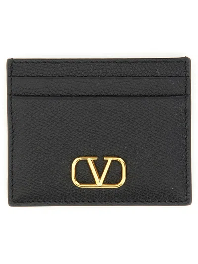 Valentino Garavani Signature Vlogo Card Holder In Black