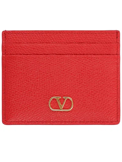 Valentino Garavani Signature Vlogo Card Holder In Red