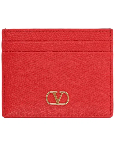 Valentino Garavani Signature Vlogo Card Holder In Red