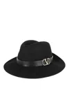 Valentino Signature Vlogo Hat In Rabbit Fur And In Black