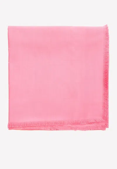 Valentino Signature Vlogo Jacquard Shawl In Silk In Pink