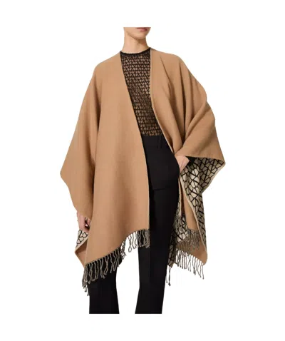 VALENTINO VALENTINO V-NECK FRINGED EDGE CAPE