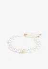 Valentino Pearl Bracelet With Adjustable Closure And Signature Detail In Pearl