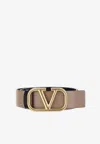 Valentino Signature Vlogo Reversible Belt In Beige