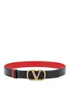 Valentino Signature Vlogo Reversible Belt In Black
