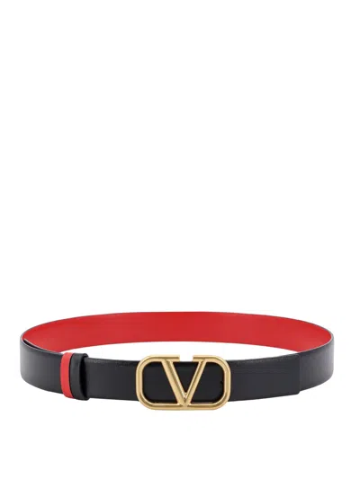 Valentino Garavani Signature Vlogo Reversible Belt In Black