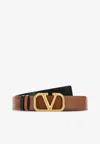 Valentino Signature Vlogo Reversible Belt In Brown