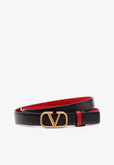Valentino Garavani Signature Vlogo Reversible Slim Belt In Multi