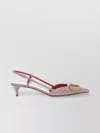 Valentino Signature Vlogo Slingback Kitten Heel Pumps In Gray