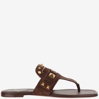 Valentino Garavani Plaster Caster Thong Sandals In Brown