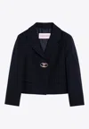 Valentino Vlogo Single-breasted Wool Blazer In Blue