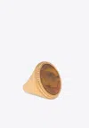 Valentino Signet Ring With Engraved Greca Border In Gold