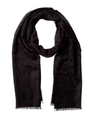 Valentino Garavani Valentino Silk & Wool-blend Stole In Black