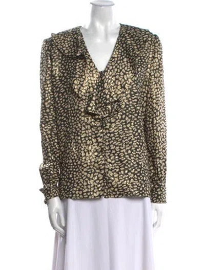 Pre-owned Valentino Silk Animal Print Blouse In Multi