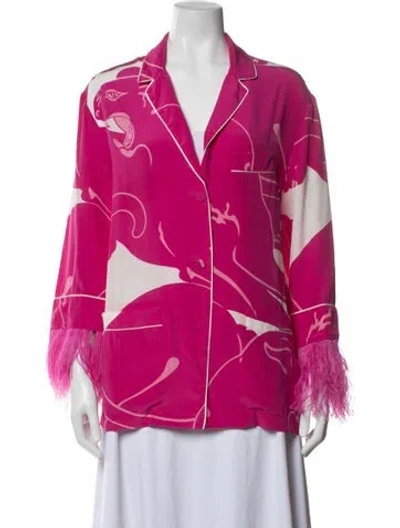Pre-owned Valentino Silk Animal Print Pajamas In Pink