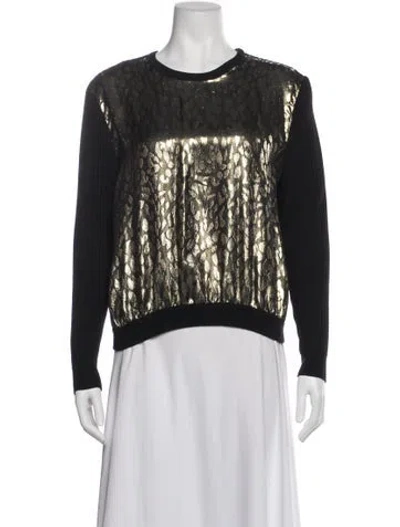Pre-owned Valentino Silk Animal Print Sweater In Black