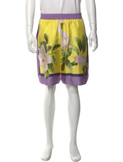 Pre-owned Valentino Silk Athletic Shorts In Yellow
