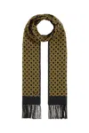 Valentino Silk Bandeau Scarf With Black, Yellow, And Orange Geometric Pattern In Black