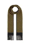 Valentino Silk Bandeau Scarf With Black, Yellow, And Orange Geometric Pattern In Black