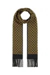 Valentino Silk Bandeau Scarf With Black, Yellow, And Orange Geometric Pattern