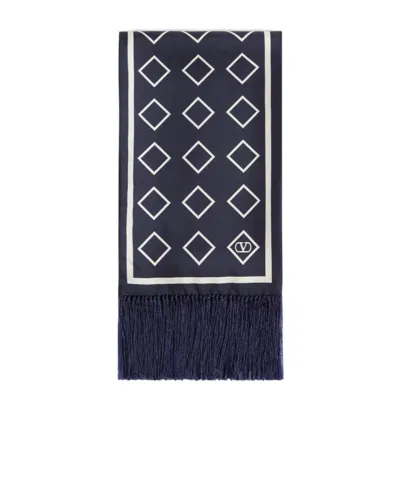 Valentino Silk Bandeau Scarf With Fringe In Black