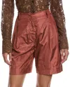 Valentino High-waisted Silk Shorts In Brown