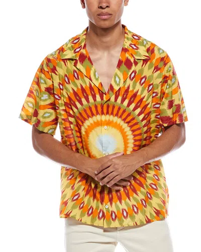Valentino Silk-blend Camp Shirt In Yellow