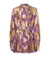 Valentino Silk-blend Floral-jacquard Blouse In Purple